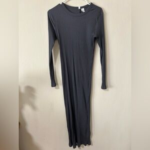 Gray Ribbed Midi Dress